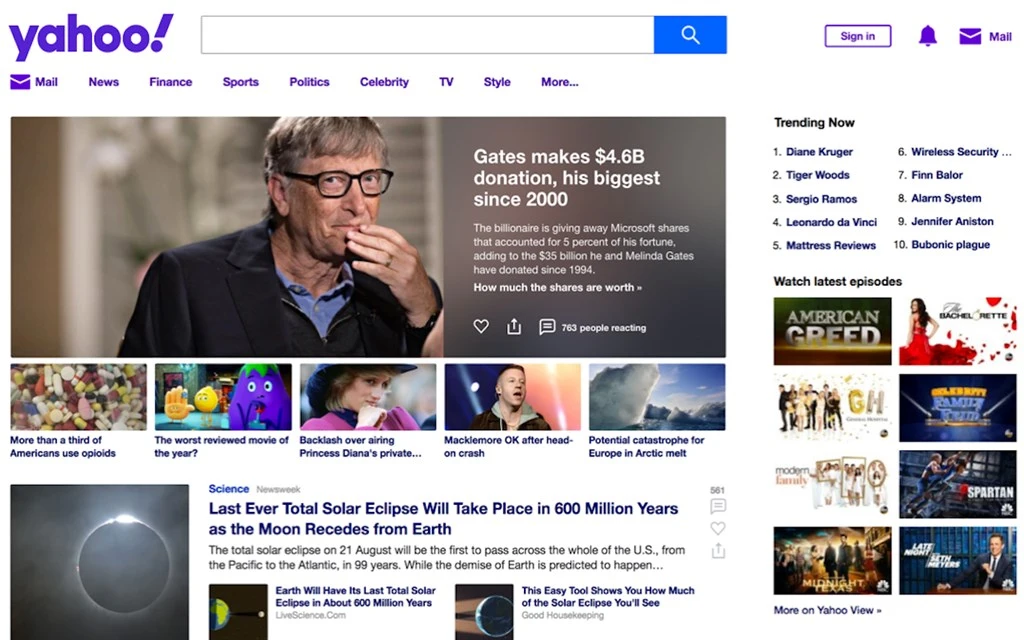 Yahoo Homepage Screenshot Image