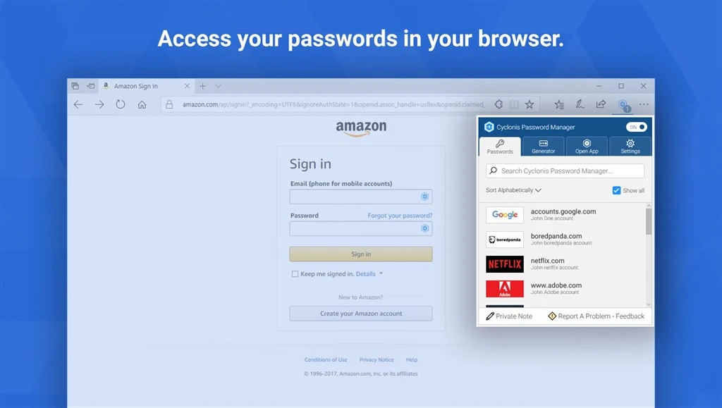 Cyclonis Password Manager Screenshot Image