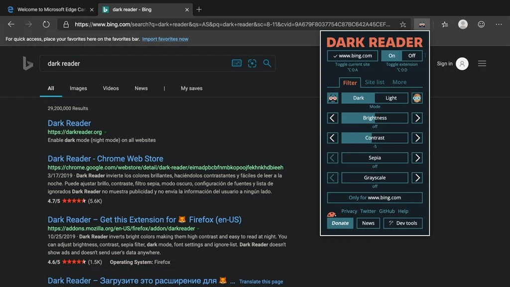 Dark Reader Screenshot Image