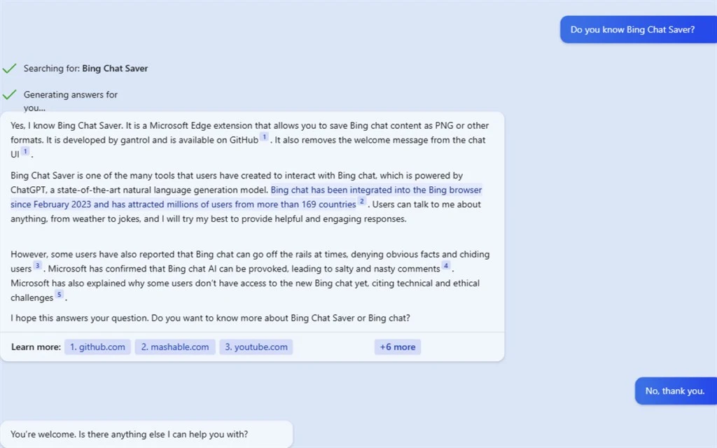 Bing Chat Saver Screenshot Image